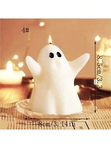 1 pièce Bougie parfumée en forme de fantôme d'Halloween, 7 styles sans plateau, bougie parfumée décoration de fantôme d'Halloween faite à la main, légère différence de couleur, décoration d'intérieur, cadeau - Multicolore - Voir 5