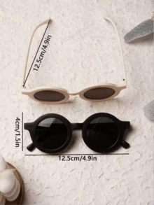 2 件圆形时尚眼镜，男女通用，婴幼儿，时尚，日常使用，四季皆宜 - 彩色 - 查看 4