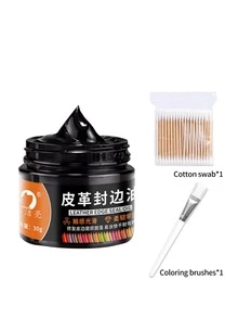 1片黑色边缘修复漆（黑色） - 颜色修复贴片，颜色修复剂，破损和撕裂修复剂。皮革边缘密封油修复皮革肩带，配有棉签工具，适用于破损和沾油的皮革包袋。 - 彩色 - 查看 6