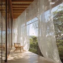 2pcs/4pcs Tirai Luar Ruangan Semi-Transparan Gaya Klasik - Kelambu Anti Nyamuk Poliester Rajut, Cocok Untuk Teras, Gazebo, Pergola - Desain Kantong Tiang, Transparan, Bernapas, Tanpa Lapisan - Kombinasikan Beberapa Bagian, Ideal Untuk Penggunaan Musim Panas - Putih - View 7