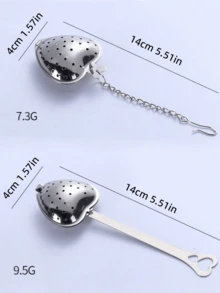 1/2/5/10pcs, 14cm*4cm, Stainless Steel Tea Infuser, Red Tea/Flower Tea Filter, Heart Shaped Handle Tea Leaves Strainer - Silver - View 4