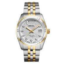 DOXA Reloj mecánico para hombre Doxa, sección de ropa para hombre, oro (acero inoxidable completo + chapado en oro), esfera blanca (8 diamantes), reloj automático, esfera blanca, material de acero inoxidable, D173TWH
