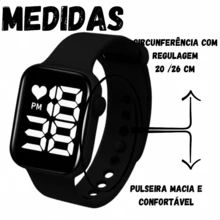 Relógio Infantil Quadrado Menino + Óculos UV Proteção + Guarda-Chuva Temático Presente Estiloso - Preto - Visão 6
