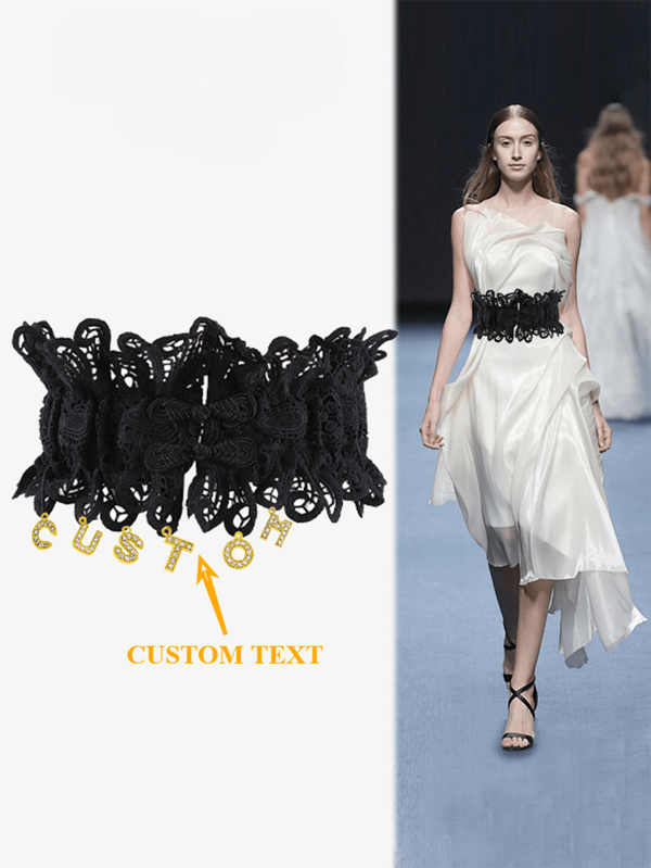 1 pieza Cinturón personalizado y personalizado con letra, MBTI, significado conmemorativo, cinturón elástico ajustable con cierre adhesivo para vestidos y atuendos, cinturón de encaje de moda, accesorio de disfraz para fiesta de vacaciones y cumpleaños, regalo para amigo o pareja