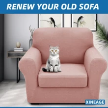 Local Delivery- 2025 New 2 Pieces Chair Covers With Arms Super Stretch Chair Slipcover For Living Room Pet Dog Universal Slip Cover Anti Slip Armchair Furniture Protector (Light Gray), 31"-46"(1 Cushion) - Dark Gray - 查看 11