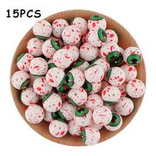 15pcs, Halloween Themed Printed Silicone Beads, Skull, Pumpkin And Other Patterns, Suitable For DIY Jewelry Making, Keychains, Bracelets, Hanging Ropes And Pen Beads, Keychain Making Materials, - Multicolor - View 18