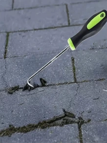 1 Stück schweres Metall U-förmiges Dichtungsabzieher für Garten, Rasenrisse und Plattenfugen - Grün und Schwarz Griff Rasenlockerwerkzeug, Fenster Schirm Halter Ersatz Haken, Dichtungsabzange, perfekt zum Jäten und Bodenräumung, Plattenfugensäuberer | U-förmiges Design | Metallstruktur