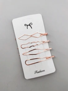 4 chiếc kẹp tóc tối giản, thích hợp cho ngày Valentine, phụ kiện tóc, kẹp tóc cài đầu, kẹp tóc kiểu càng cua, phụ kiện đội đầu, ghim cài tóc. - Vàng - Xem 8