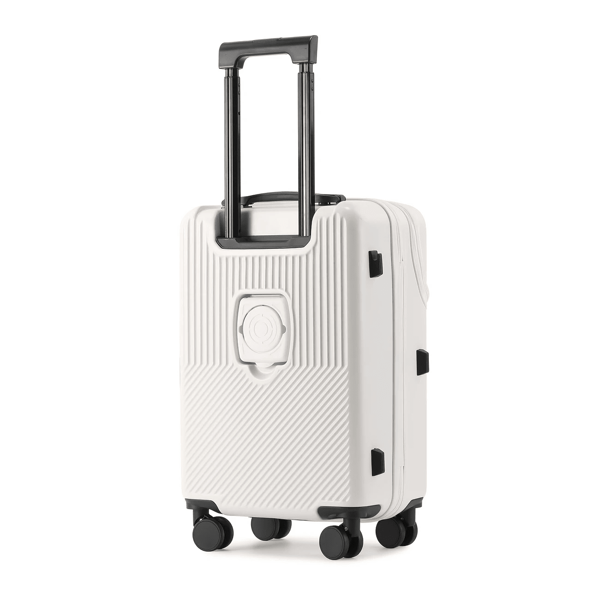 Black & White Lightweight And Durable 1pc 20 Inch Suitcase Luggage | Front Pocket Carry On Luggage Airline Approved, USB Charging Port, Multi-Compartment Lining, Folding Cup Holder, Durable Outdoor Travel, Work, Business Travel, Flights