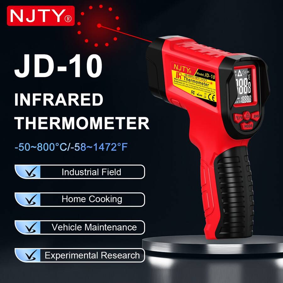 NJTY [Temperature Gun] Handheld Infrared Thermometer Gun - Multi-Point IR Targeting, Non-Contact Digital Temperature Reader, Perfect For Cooking & Pizza Ovens & Industrial Temperature Measuring Tool
