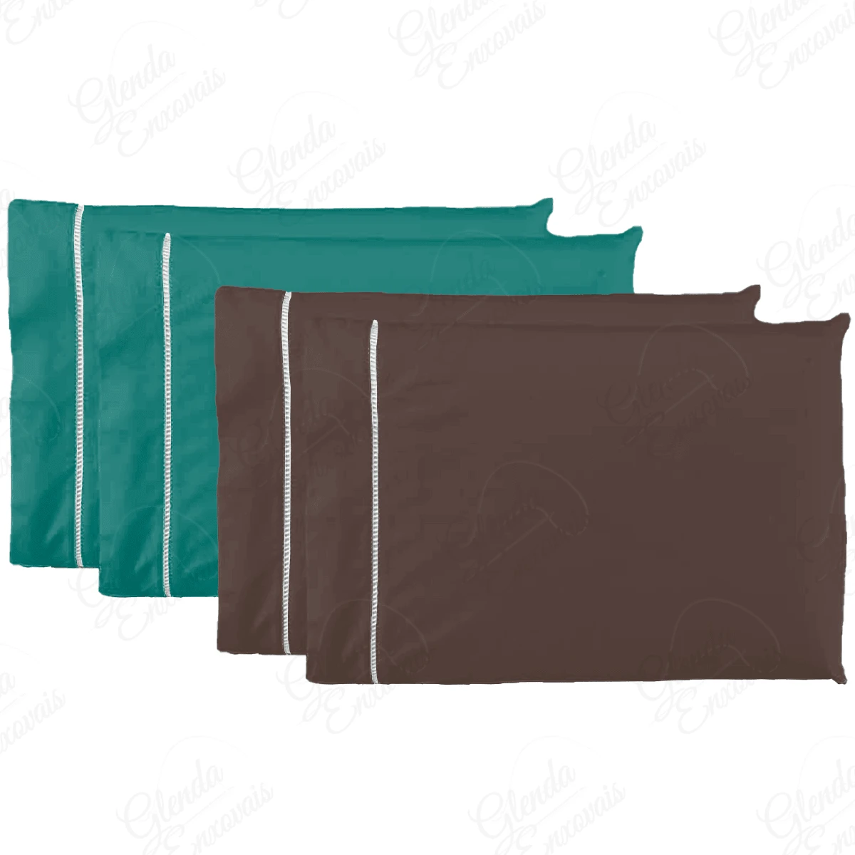 4 Pillowcases Pecal Flex- FP - Brown-emerald Green - View 1