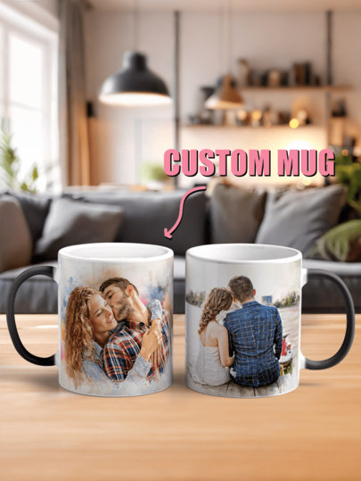 Customised Couple's Colour Changing Mugs, Customised Mugs , 11oz Temperature Sensitive Graphic Mugs, Anniversary Gifts, Heat Shifting Coffee Mugs, Creative Colour Changing Couple's Mugs, Ideal Gift For Him, Ideal Gift For Her, Back To School, Ideal Gift For Families, Anniversary, Valentine's Day, Mothers' Day, Birthday, Children's Day, Fathers' Day, Graduation Ceremonies, Weddings