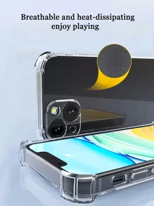 1pc Transparent Anti-Fall Protective Case, Compatible With Samsung/Apple//Redmi/OPPO Phones, Transparent Anti-Drop Phone Case, Phone Protective Cover, Simple Phone Case, Solid Color Phone Case, TPU Anti-Drop Phone Case (Military-Grade Anti-Drop)