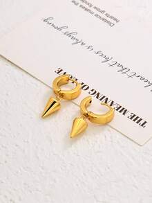 1 对时尚经典百搭高端甜心锥形女士耳环 - 金色 - 查看 5