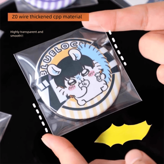 20pcs Highly Transparent Corn Pattern Self-Adhesive Bags, Badge/Name Tag/Card Protective Sleeves, Resealable Storage Bags, 20 Microns Thickness School Supplies,Back To School