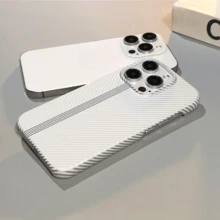 Simple White Carbon Fiber Apple 16 Promax Phone Case Compatible With IPhone 11/12/13/14/15 Pro Anti Drop Versatile Case - White - View 2