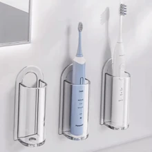 1 件亚克力牙刷架，壁挂式电动牙刷架，适用于浴室，透明牙刷杯架浴室配件，用于存储和整理。 - 彩色 - 查看 1