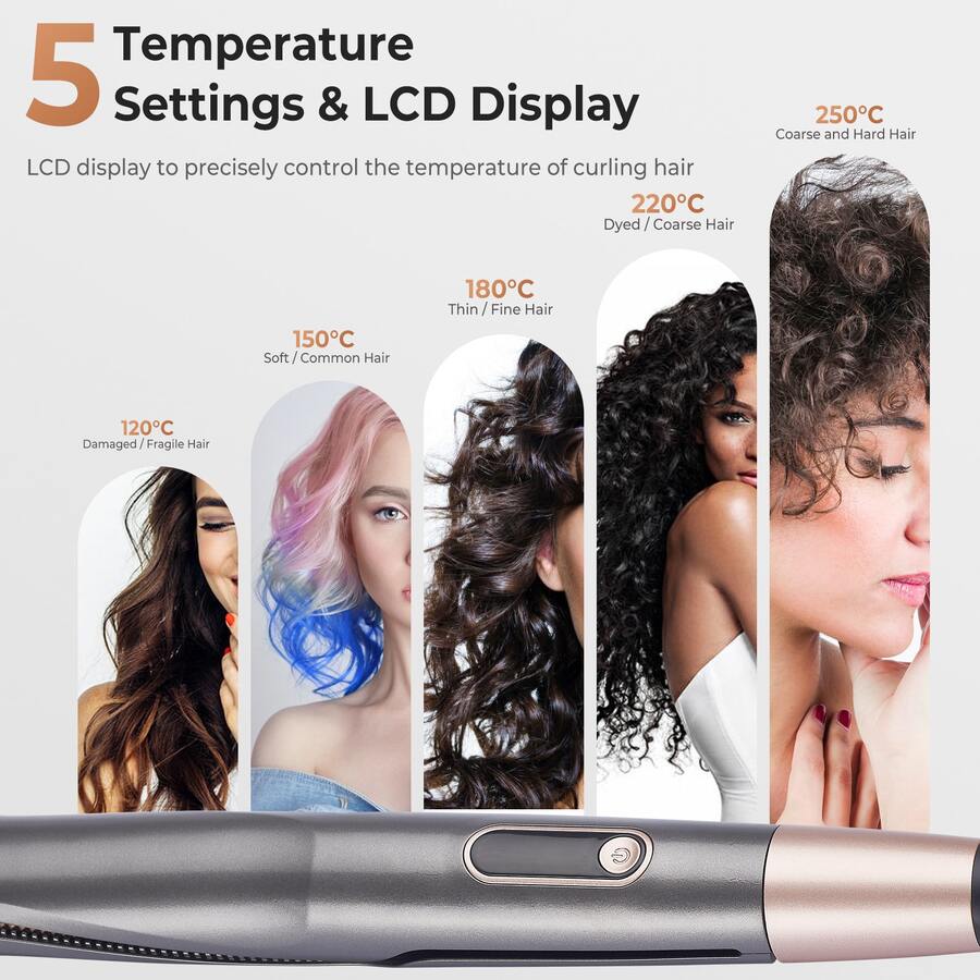 UKLISS Plancha y rizador de pelo todo en uno (pantalla LCD) - Profesional para cualquier tipo de cabello - Tipo de Enchufe A USA (110-127V) - Ver 1