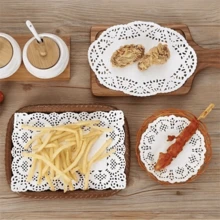 150pcs Lace Pattern Oil Blotting Paper Sheets, Suitable For Fried Snacks, Cakes, Baking, Available In Square, Oval And Round Shapes - Multicolor - View 4