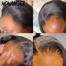 WOWANGEL 5x5英寸真人发蕾丝前额假发，预先拔除婴儿发，现货，100%真人发，隐形直发，完美贴合肌肤，真正透明蕾丝前额，仅限女性使用