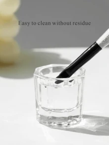 SAUA 透明美甲刷清洁杯，1/8 包装美甲碟，丙烯酸液体 - 透明玻璃美甲液杯，湿碟，丙烯酸粉末储存，丙烯酸玻璃罐，美甲工具，美甲用品 - 無色 - 查看 3