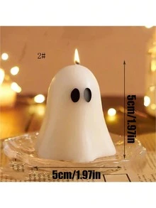 1 pièce Bougie parfumée en forme de fantôme d'Halloween, 7 styles sans plateau, bougie parfumée décoration de fantôme d'Halloween faite à la main, légère différence de couleur, décoration d'intérieur, cadeau - Multicolore - Voir 8
