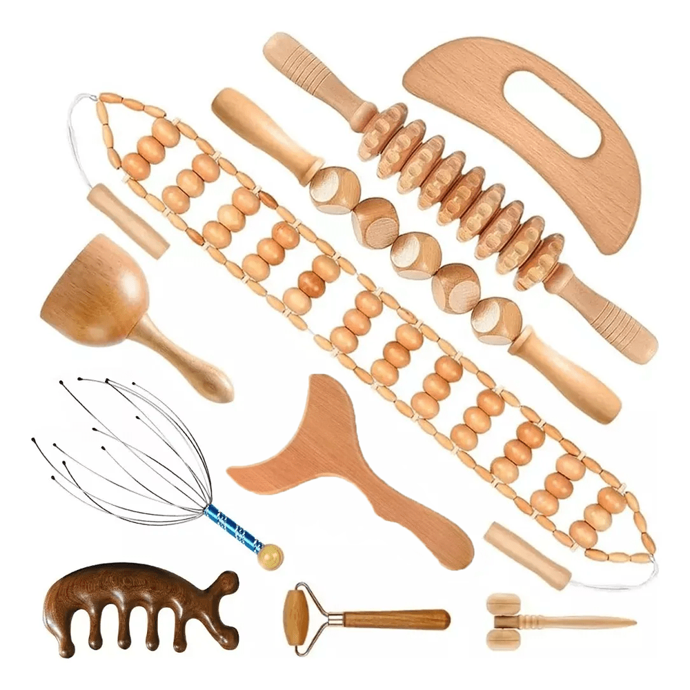 10 Pcs Wooden Massage Tools, Full Body Massager, Hand Massager, Leg Massager, Shoulder Massager, Neck And Shoulder Massage Tool, Facial Massage Tool, Back Massage Tool, Waist Massage Tool, Head Massage Tool,Whole Muscle Massage Back To School