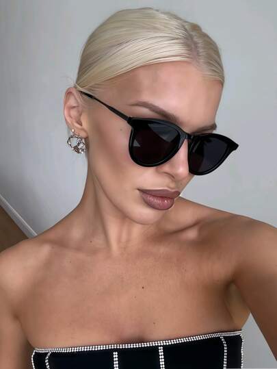 1pc Retro Copper Alloy Round Fashion Glasses, Fashion Classic Metal Hinge Mirrored Glasses, Versatile