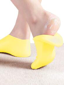 1 Paar Silikon Fuß Spa Socken für trockene, rissige Füße, Silikon feuchtigkeitsspendende Socken für Frauen, Fußpflege Silikon Socken, Spa Gel Socken Fußpflege nach der Pediküre - Feuchtigkeitsspendend für trockene, rissige Füße - entspannende Massage, Verweichlichung, Fußpflege, Hautpflege - Gelb - Übersicht 9