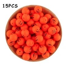 15pcs, Halloween Themed Printed Silicone Beads, Skull, Pumpkin And Other Patterns, Suitable For DIY Jewelry Making, Keychains, Bracelets, Hanging Ropes And Pen Beads, Keychain Making Materials, - Multicolor - View 11