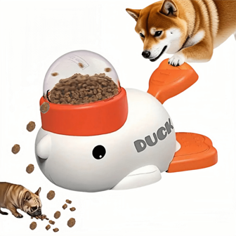 1 Interactive Cartoon Duck Designed Dog Snack Dispenser Toy - White Duck Automatic Pet Snack Feeder - Slow Food Puzzle Feeder, Food Outlet, Training Accessories, Durable Plastic Structure, Pet Food Dispenser, Promoting Intellectual Development
