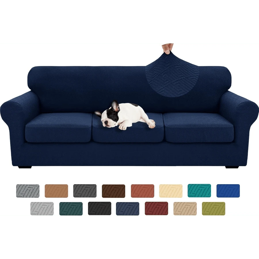 Local Delivery- 2025 New 2 Pieces Chair Covers With Arms Super Stretch Chair Slipcover For Living Room Pet Dog Universal Slip Cover Anti Slip Armchair Furniture Protector (Light Gray), 31"-46"(1 Cushion) - 藏蓝色 - 查看 1