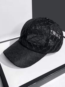 1 Piece Lace Hat Women's Summer Wide Brim Fashion Casual Versatile Baseball Cap Sunshade Sun Hat Semi Hollow Design Thin Sun Hat - Black - View 14