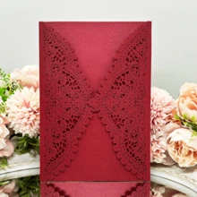 25 piezas de invitaciones de boda personalizadas de 5x7" con corte láser para invitaciones de cumpleaños, fiesta de ducha nupcial, útiles para la ducha nupcial (sin sobre y sin cintas), de vuelta a la escuela - 25 piezas - Ver 6