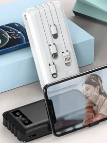 Portable Power Bank Charger 20000mah Universal Output 4 Cables - White - View 5