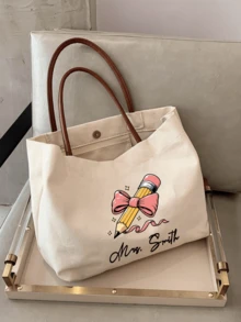 Personalized Teacher Tote Bag, Customizable With Name, Women's Canvas Shoulder Bag, Retirement Gift For Teachers, Gift For Art Teachers, Personalized Name Tote Bag, Bridesmaid Gift Bag, Wedding Party Tote Bag, Holiday Gift Bag, Creative Teacher's Day Gift, Reusable Women's Tote Bag, Personalized Shoulder Bag, A Thank-You Gift For Art Teachers Or Retired Teachers, Wedding Or Holiday Bridesmaid Gift Bag, The Best Teacher's Day Gift. - Multicolor - View 13