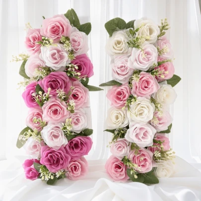 50cm Artificial Silk Flower Arch Decoration, Complete Set For Wedding Ceremony, Indoor Background, Hotel Stage Decor