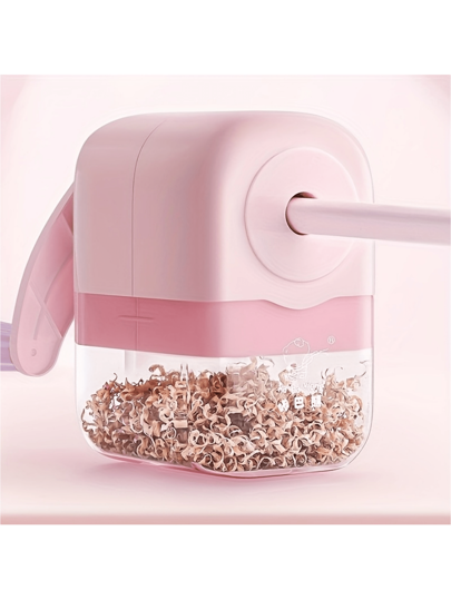 1pc Fashionable Hand-Cranked Pencil Sharpener - ABS Plastic, Essential For Students, Home, Office And Artists, Birthday Gift, Creative Multi-Function Pencil Sharpener, Sturdy Construction, Battery-Free Operation, Fun Stationery, Professional Pencil Sharpening Tool - Suitable For School Supplies And Gifts, Classroom Tools, Modern Pencil Sharpener With Visible Shavings Container, Learning Stationery, Office Supplies, Back To School, Graduation Season Gifts