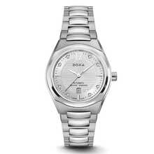 DOXA 女士自动手表 - 不锈钢表壳和表链，白色钻石表盘（型号 D190SSV） - 豪华商务腕表