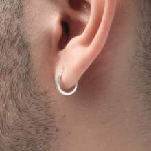 925 Sterling Silver Earring For Men 10mm Closed Hoop Men's Hoop Earring - Bạc - Xem 1