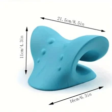 One Piece Neck And Shoulder Relaxer, Cervical Traction Device, Cervical Traction Pillow For Muscle Relaxation, Medium Hardness, Non-Woven Material, EVA Foam With Bamboo Fiber Cover (Blue)