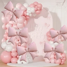 2 peças Balões em formato de laço rosa com laço rosa claro fosco de alumínio, usados para decoração de laço, aniversários, Dia dos Namorados, festas de aniversário em família, casamentos, suprimentos de decoração de fotos, decoração de festa de aniversário de princesa