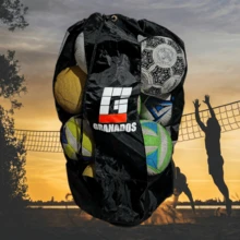 Bolsa mochila balonera capacidad para 15 balones equipo deportivo transporte cómodo resistente ventilado organización futbol voleibol uso escolar - Negro - Ver 2