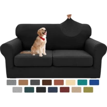 Local Delivery- 2025 New 2 Pieces Chair Covers With Arms Super Stretch Chair Slipcover For Living Room Pet Dog Universal Slip Cover Anti Slip Armchair Furniture Protector (Light Gray), 31"-46"(1 Cushion) - 藏蓝色 - 查看 11