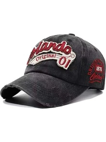 1 Piece ORLANDO 01 STITCHED BASEBALL CAP, UNISEX, ORIGINAL BEAND 1876 ORLANDO EMBROIDERED HAT ON THE SIDE, VINTAGE WASH CHIC CASUAL SUN HAT - Multicolor - View 14