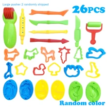 26件儿童工具套装，创意手工玩具，包含各种形状的塑料模具、擀面杖、切刀、挤压器、各种颜色配件，培养儿童动手能力，创意粘土玩具，散装配件课堂学习玩具，粘土模具套装，适合家庭和学校使用，增强儿童创造力（配件颜色随机）