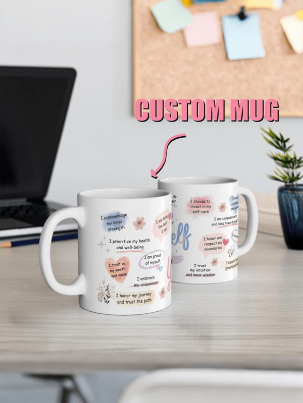 Taza personalizada inspiradora de amor, taza de energía positiva grabable, taza de cerámica de 15 oz/11 oz Chicken Soup for the Soul, regalo de cumpleaños para novia, taza del manifiesto del autoamor, taza de citas inspiradoras, regalo ideal para él, regalo ideal para ella, vuelta al colegio, regalo ideal para la familia, aniversario, Día de San Valentín, Día de la Madre, cumpleaños, Día del Niño, Día del Padre, ceremonia de graduación, boda