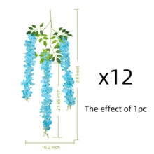 Nejlue Artificial Flowers/Plants1111 Home & Living 12Pcs Wisteria Hanging Flowers Artificial Wisteria Flowers Artificial Fake Wisteria Vine Rattan Hanging Garland Silk Flowers String For Home Decor,Indoor Outdoor Decor, Room Decor,Garden Decor,Bedroom Decor,Wedding Decor(6 Colors) - Apricot - View 12