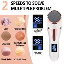 Electric Foot Grinder, Foot Dead Skin Remover With 3 Grinding Heads And LCD Display, Professional Hard Skin Removal, Foot Care Tool For Removing Cracked Heels, Calluses And Dead Skin, Foot File, Electric Foot Grinder, Creative Electric Foot Grinder, Home Exfoliating Tool, Perfect Gift For Wife, Husband And Female Friends - Multicolor - View 3