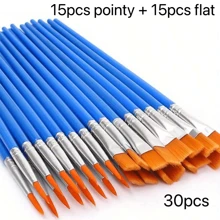 30pcs Flat & Pointed Tip Paint Brushes Set, Ideal For Acrylic Oil Painting, Canvas, Face Painting, Art Supplies, Great For Artists & Hobbyists, Perfect For Back To School Season